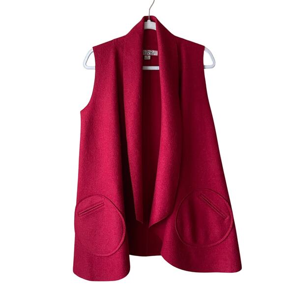 Beyond Threads Felt Alpaca Wool Drapey Lagenlook Red Vest - Picture 1 of 5